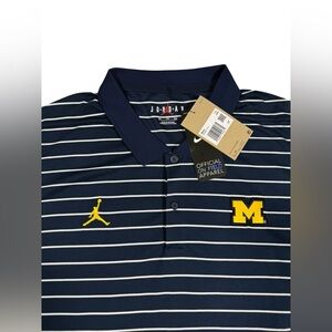 Nike Jordan Michigan Wolverines Polo Shirt Men’s Sz XXL Dri-Fit Striped NCAA NWT